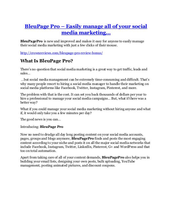 marketing BleuPage Pro Review & (BIGGEST) jaw-drop bonuses