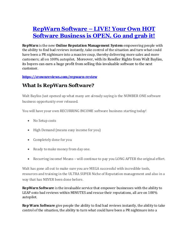 marketing RepWarn Review and $30000 Bonus - RepWarn 80% DISC