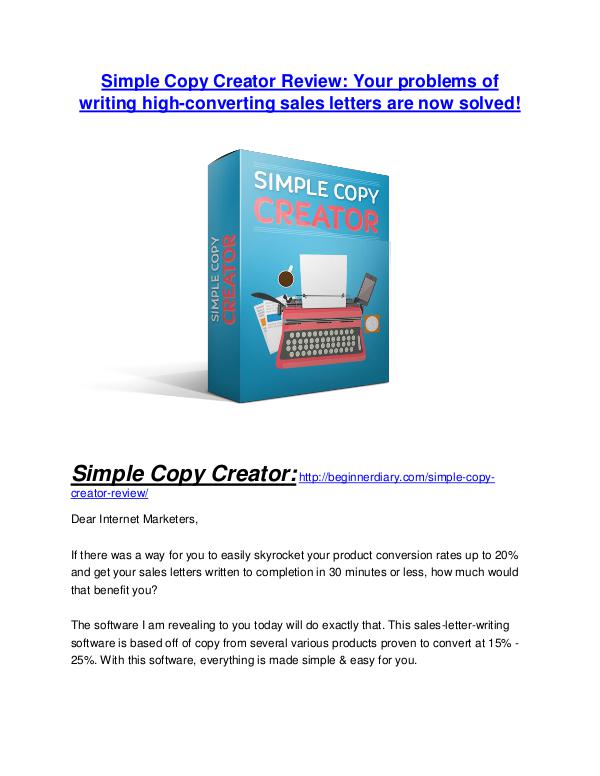 Simple Copy Creator review - Simple Copy Creator +100 bonus items