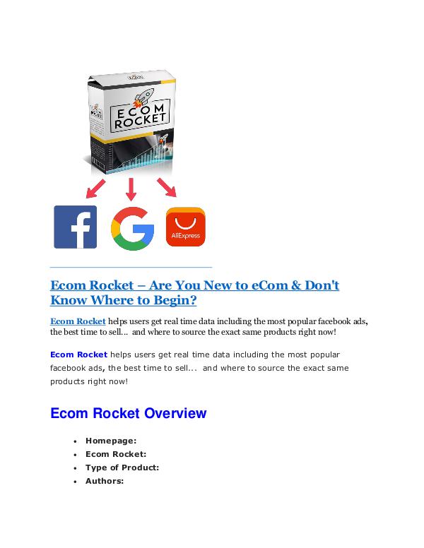 Ecom Rocket Review & GIANT Bonus Ecom Rocket review & bonus - I was Shocked!