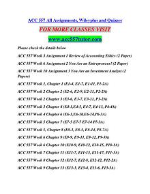 ACC 557 TUTOR Education  Terms/acc557tutor.com