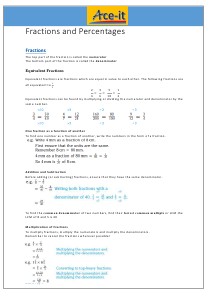 Fractions and Percentages Ace it! 1