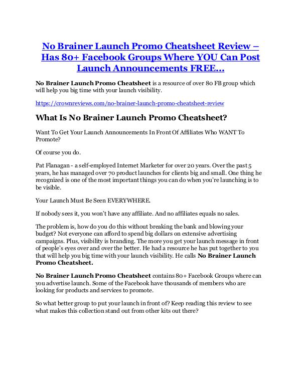 No Brainer Launch Promo Cheatsheet review & bonus