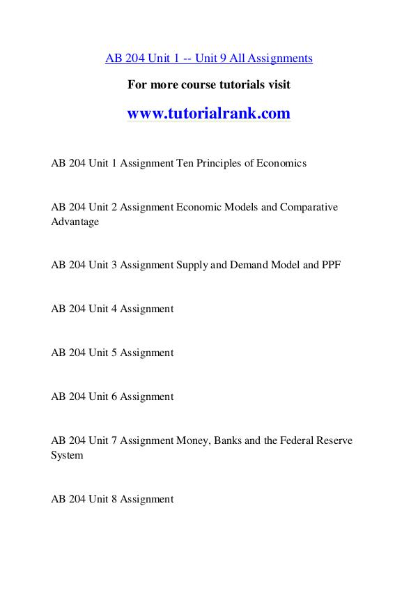 AB 204 Course Great Wisdom / tutorialrank.com AB 204 Course Great Wisdom / tutorialrank.com