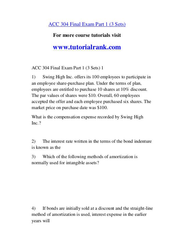 ACC 304 Course Great Wisdom / tutorialrank.com ACC 304 Course Great Wisdom / tutorialrank.com