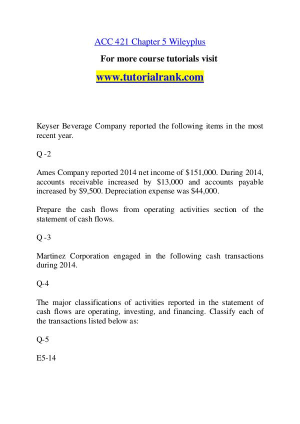 ACC 421 Course Great Wisdom / tutorialrank.com ACC 421 Course Great Wisdom / tutorialrank.com