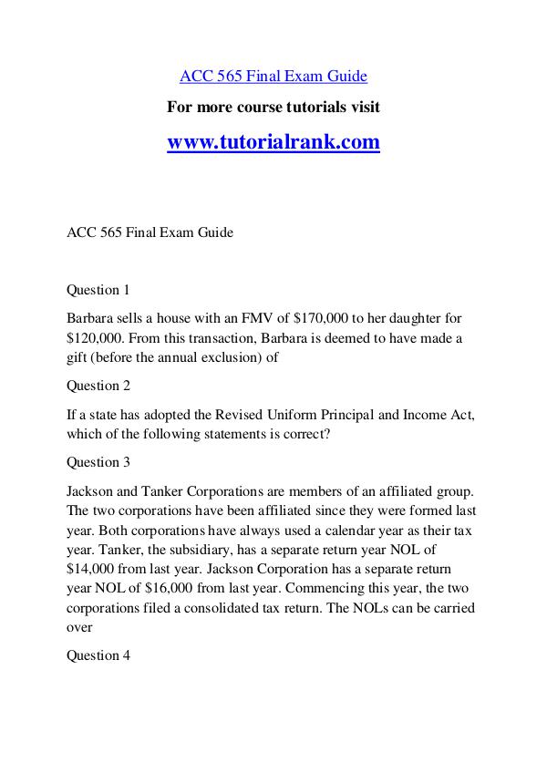 ACC 565 Course Great Wisdom / tutorialrank.com ACC 565 Course Great Wisdom / tutorialrank.com