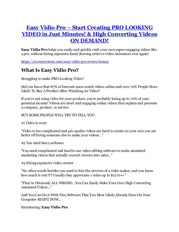 Easy Vidio Pro Review & (Secret) $22,300 bonus