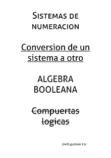 sistemas de numeracio y algebra de boole