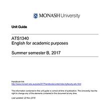 ATS1340 ENGLISH FOR ACADEMIC PURPOSES WORKBOOK 1