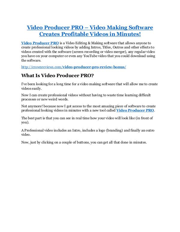 Video Producer PRO review pro-$15900 bonuses (free) Video Producer PRO review & bonuses - cool weapon