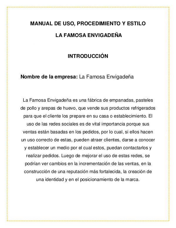 Manual de estilo de La Famosa Envigadeña I