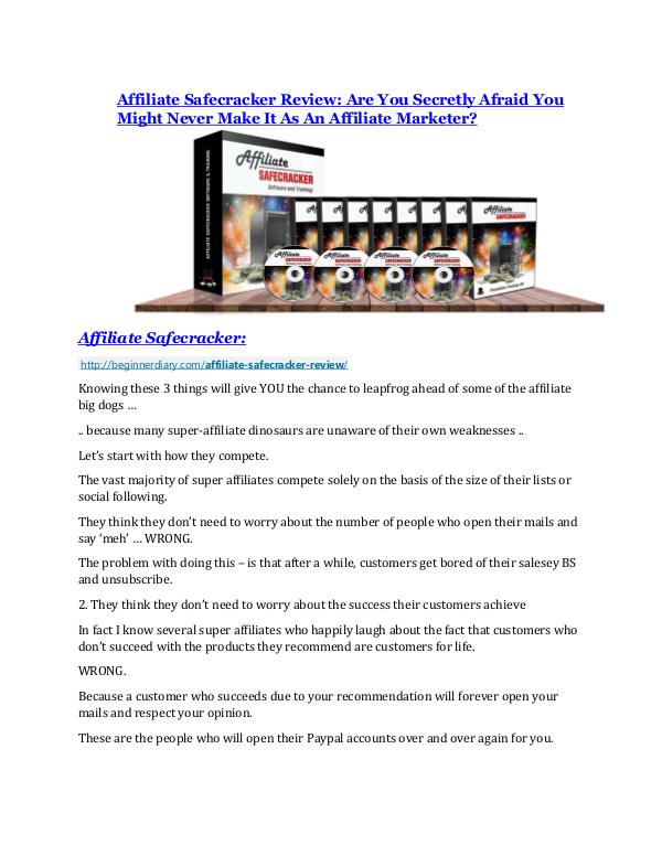 Affiliate Safecracker review and MEGA $38,000 Bonus - 80% Discount