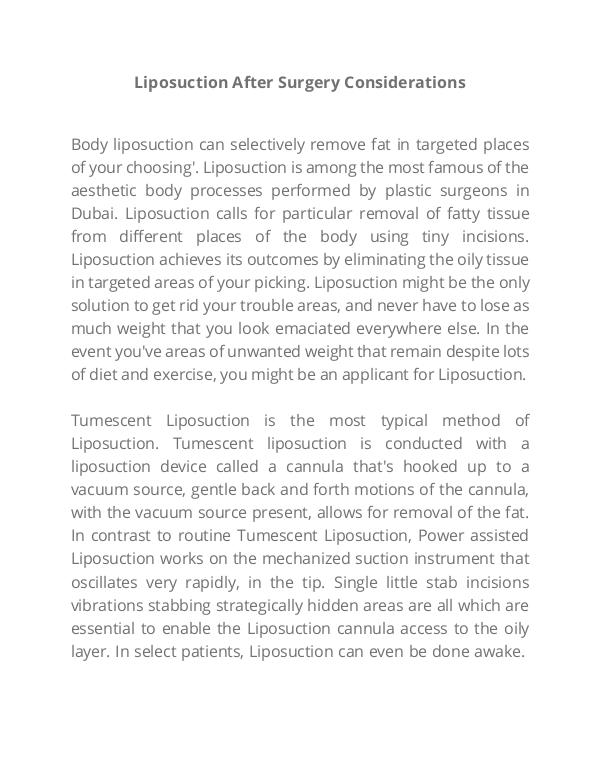 Liposuction post surgery Instructions Lipo