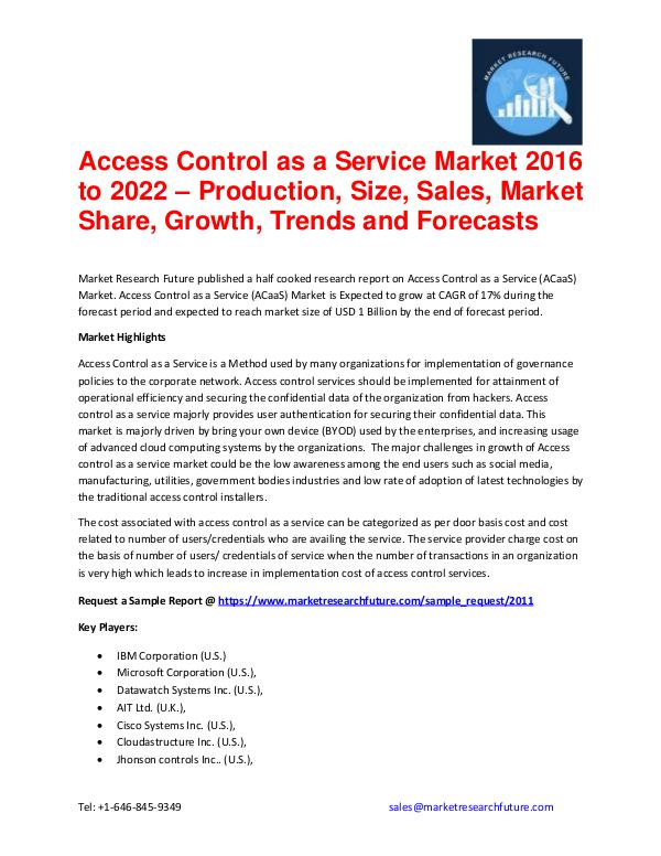 Access Control as a Service Market