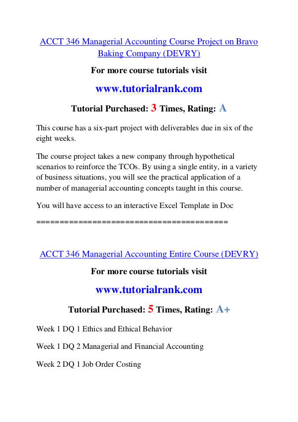 ACCT 346 Course Great Wisdom / tutorialrank.com ACCT 346 Course Great Wisdom / tutorialrank.com