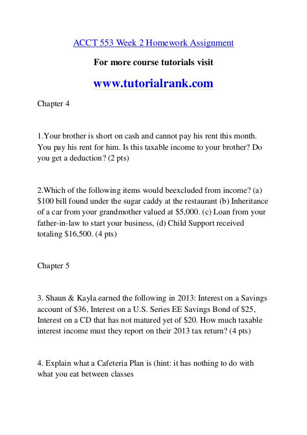 ACCT 553 Course Great Wisdom / tutorialrank.com ACCT 553 Course Great Wisdom / tutorialrank.com