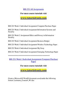 BIS 221 Course Great Wisdom / tutorialrank.com