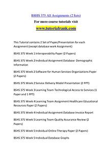 BSHS 375 Course Great Wisdom / tutorialrank.com