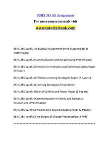 BSHS 385 Course Great Wisdom / tutorialrank.com