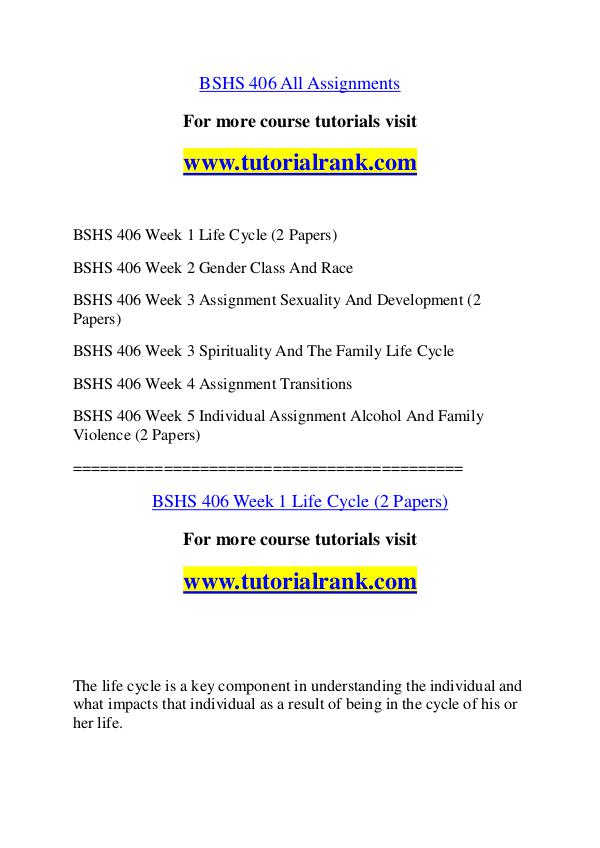 BSHS 406  Course Great Wisdom / tutorialrank.com BSHS 406  Course Great Wisdom / tutorialrank.com