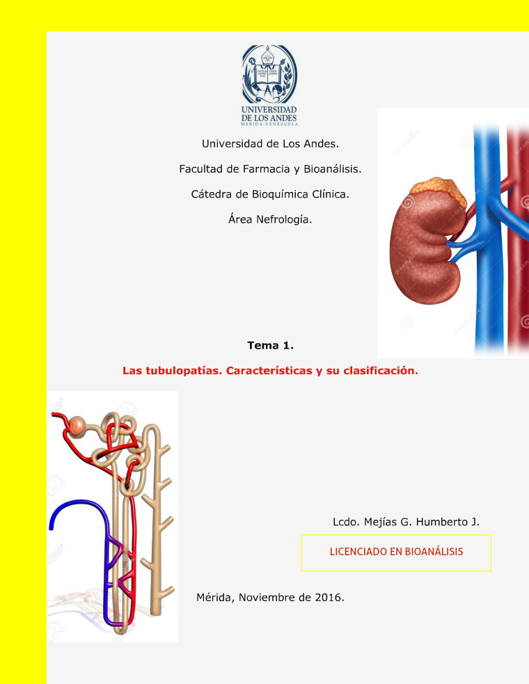 Las Tubulopatías. Noviembre 2016