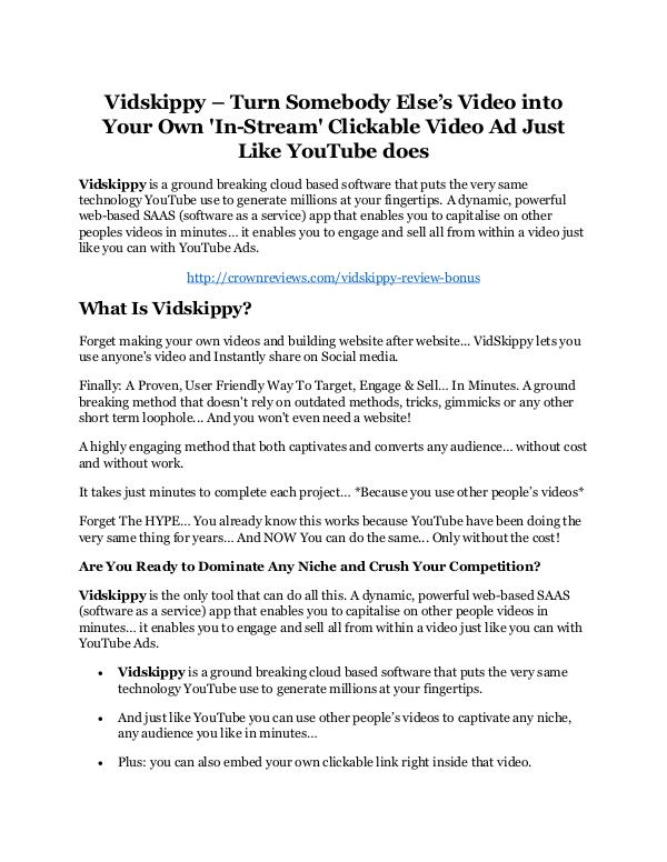 Vidskippy REVIEW and GIANT $21600 bonuses Vidskippy review and Exclusive $26,400 Bonus