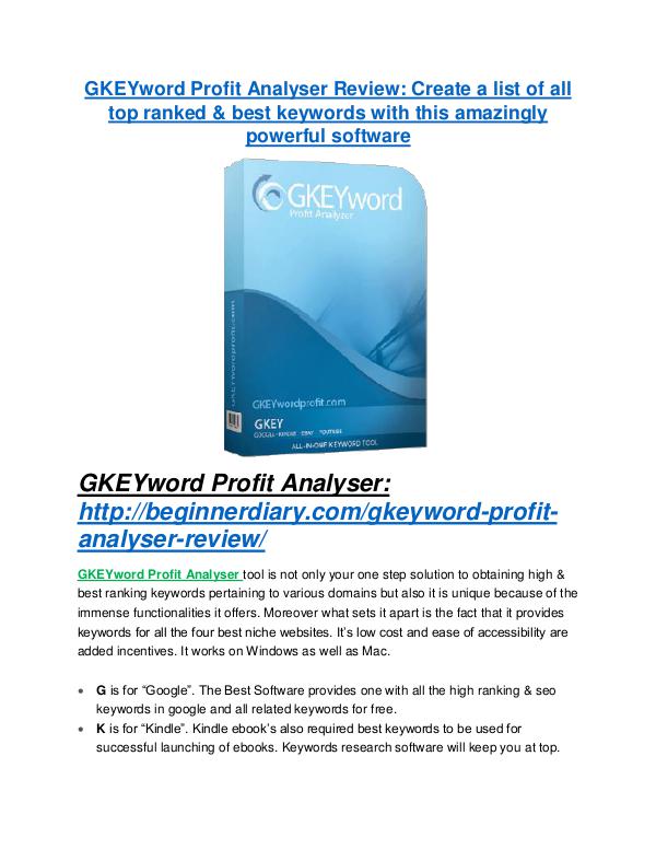 GKEYword Profit Analyser Review - 80% Discount and $26,800 Bonus