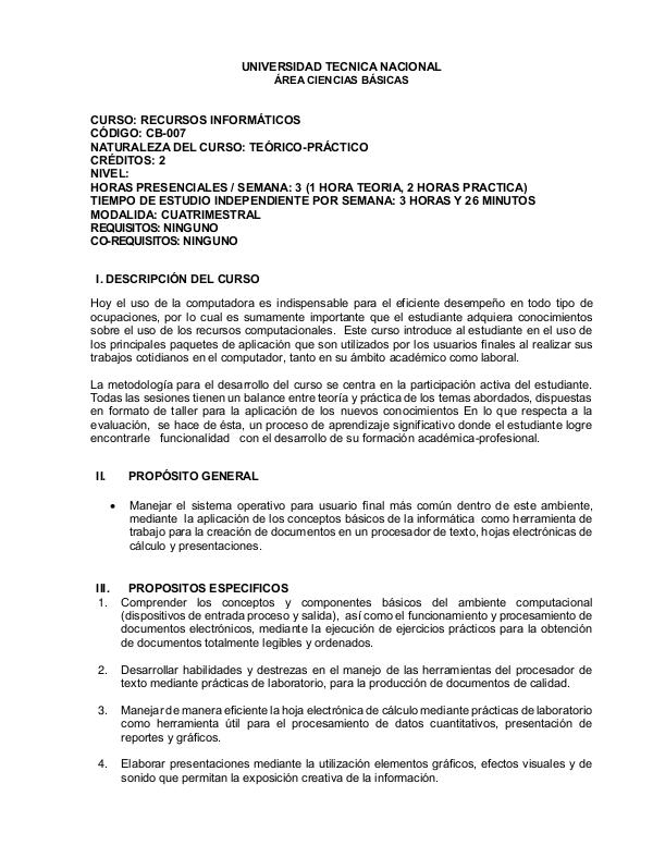 Programa de Recursos Informáticos Para los estudiantes matriculados