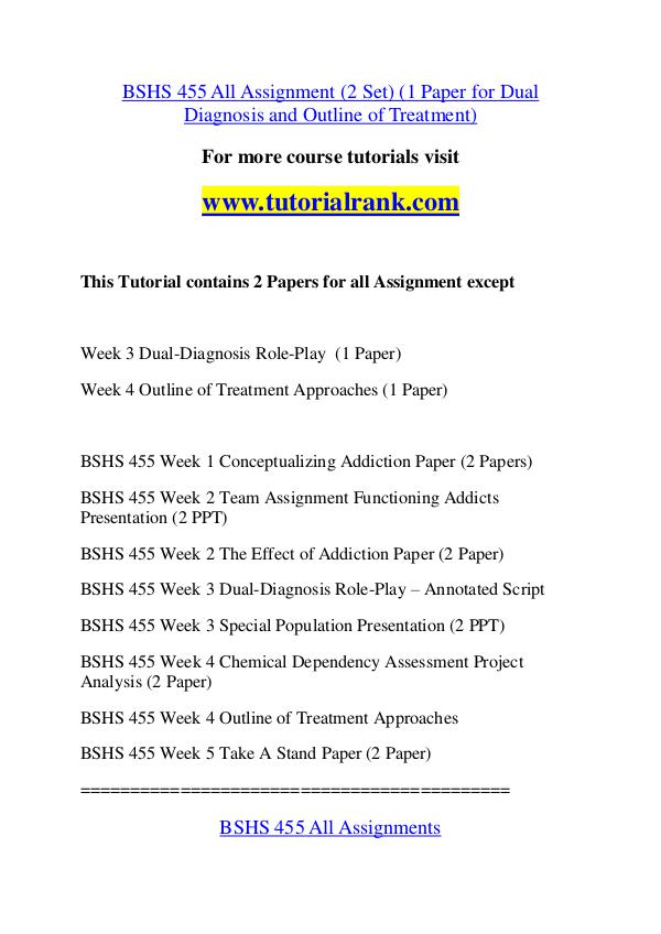 BSHS 455 Course Great Wisdom / tutorialrank.com BSHS 455 Course Great Wisdom / tutorialrank.com