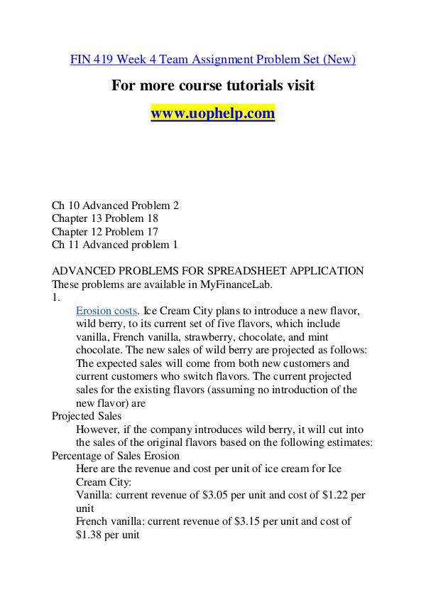FIN 419 Inspiring Minds/uophelp.com FIN 419 Inspiring Minds/uophelp.com