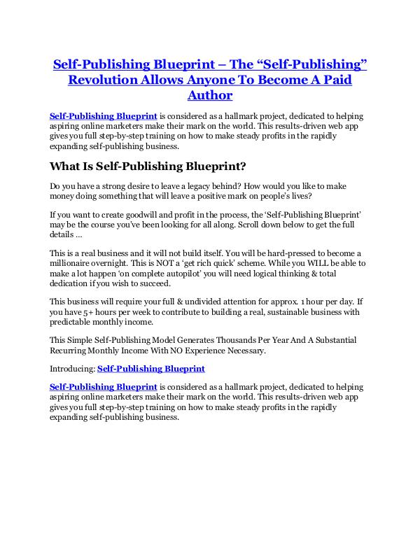 Self-Publishing Blueprint review in detail and (FREE) $21400 bonus