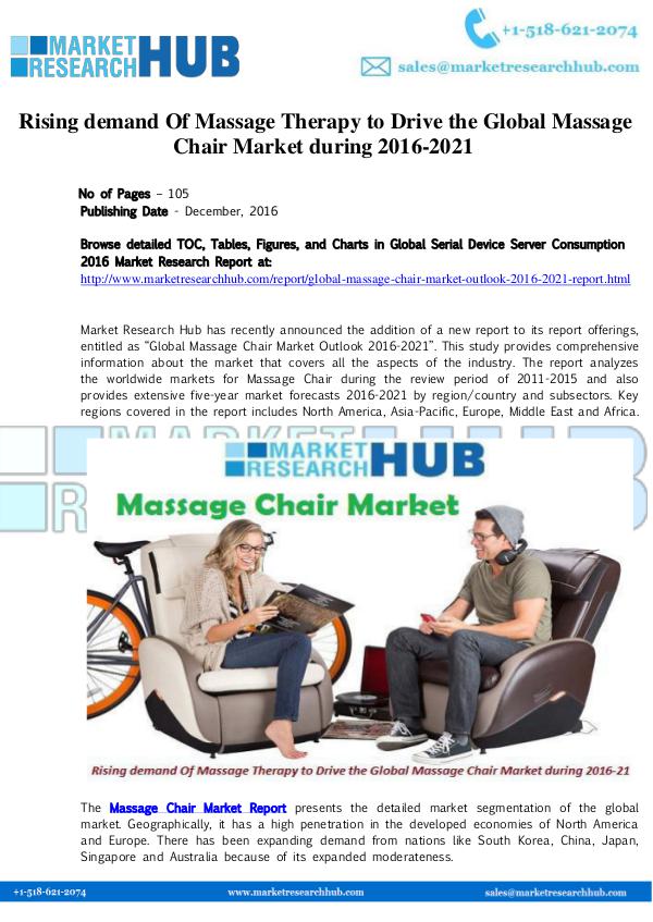 Market Research Report Global Massage Chair Market Research Report 2021