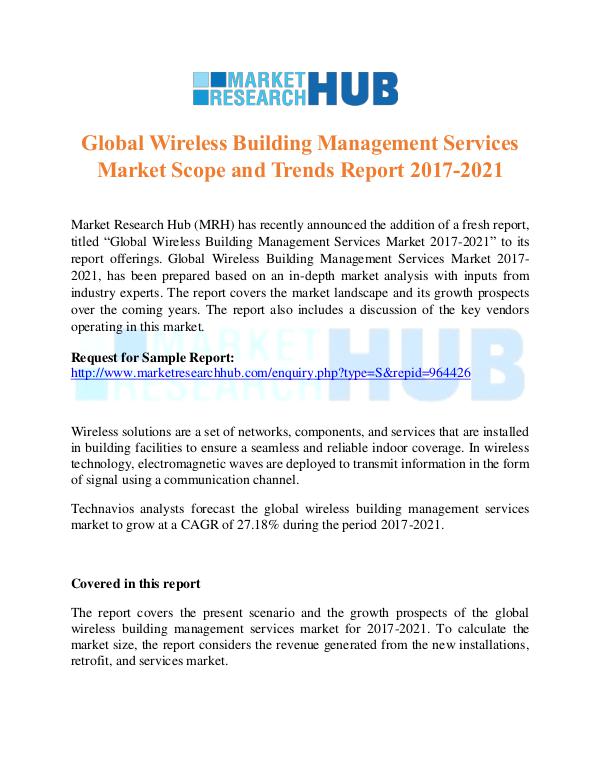 Market Research Report Wireless Building Management Services Market Repor