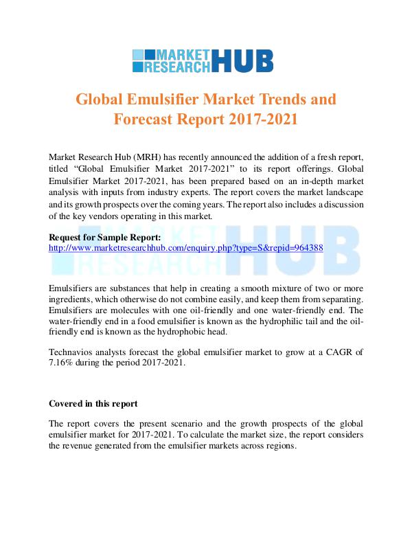 Global Emulsifier Market Trends and ForecastReport