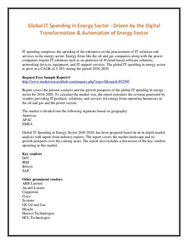 IT Spending in Energy Sector Market Trends Report