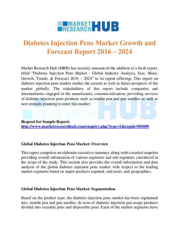 Market Research Report Diabetes Injection Pens Market Report