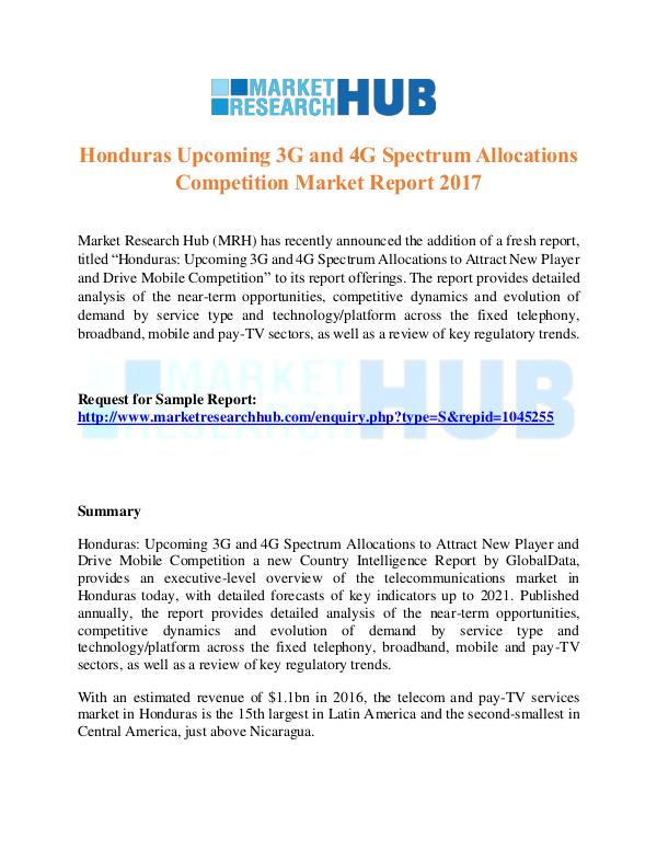 Honduras 3G and 4G Spectrum Allocations Market