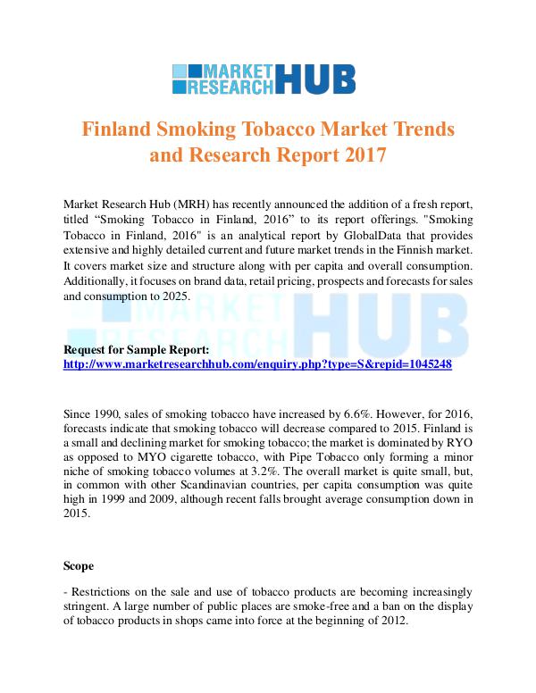 Market Research Report Finland Smoking Tobacco Market Trends