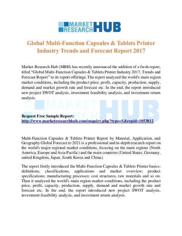 Market Research Report Multi-Function Capsules & Tablets Printer Industry