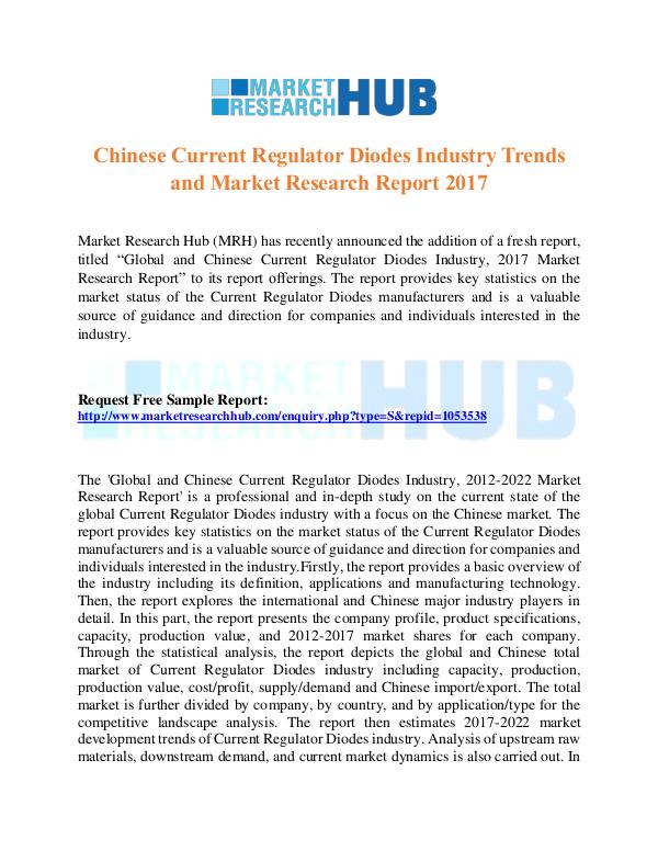 Market Research Report Chinese Current Regulator Diodes Industry Report