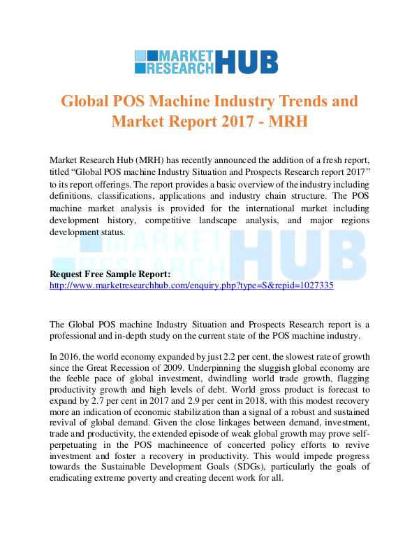 Market Research Report Global POS Machine Industry Trends Report 2017