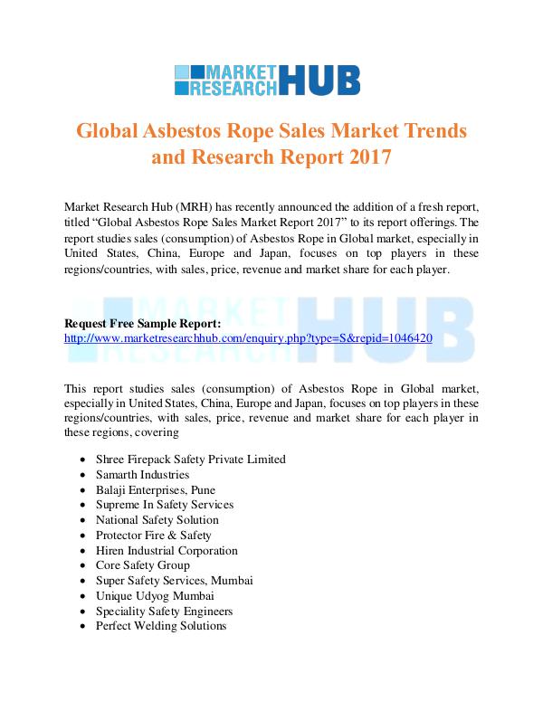 Global Asbestos Rope Sales Market Trends  Report