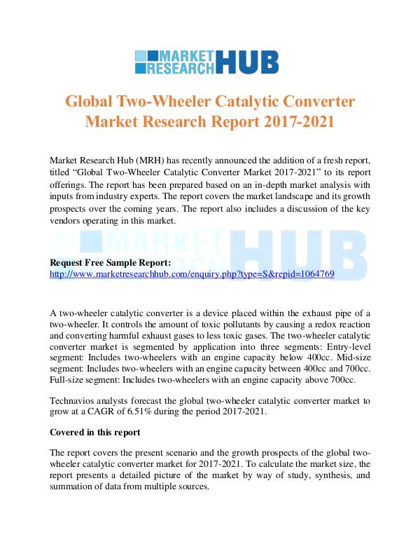 Market Research Report Two-Wheeler Catalytic Converter Market Report 2017