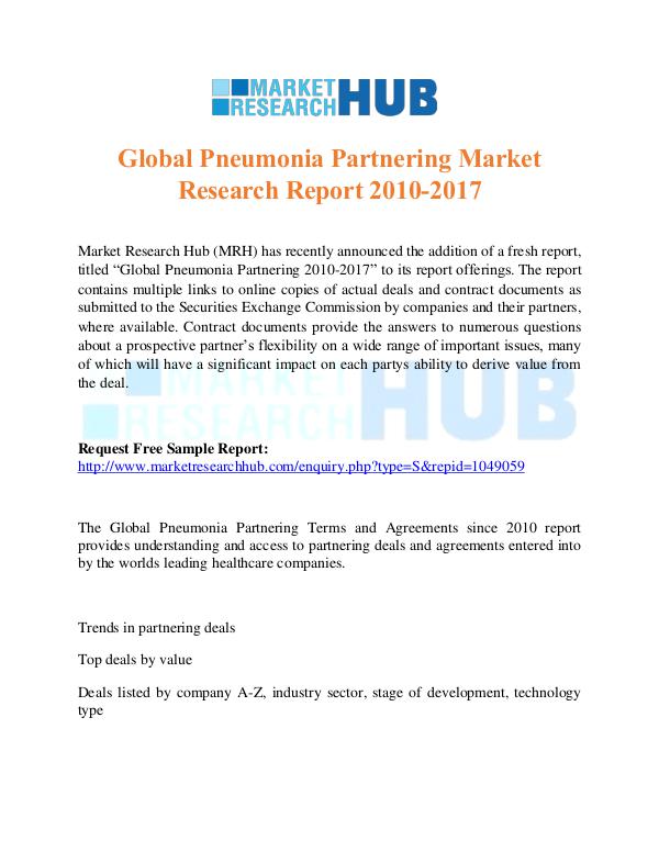 Pneumonia Partnering Market Research Report 2017