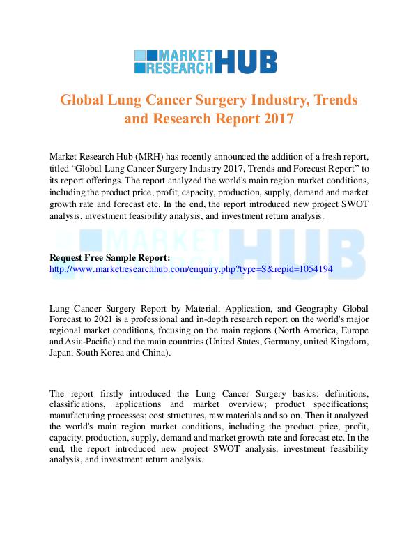 Global Lung Cancer Surgery Industry, Trends Report