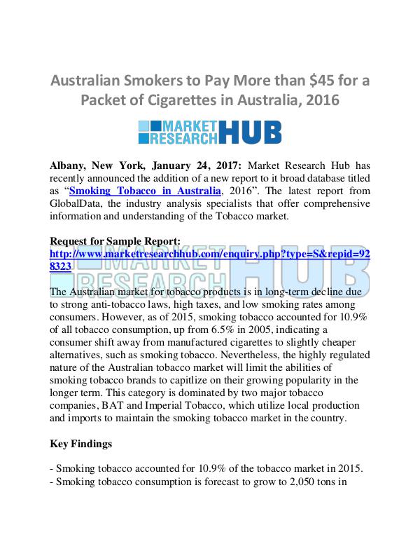 Australian Tobacco Market Research Report