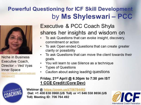 ICF - Powerful Questioning - Webinar-21stApr Powerful Questioning for ICF Skill Development