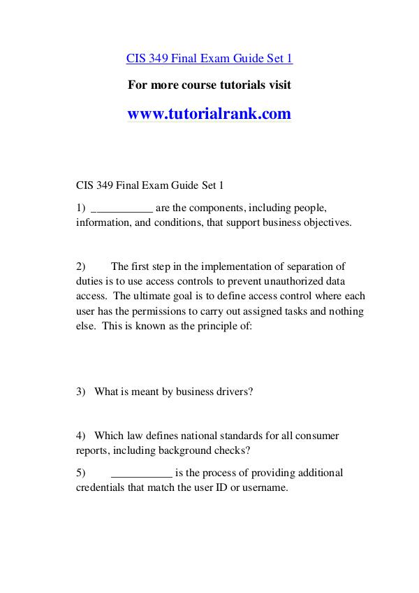 CIS 349 Course Great Wisdom / tutorialrank.com CIS 349 Course Great Wisdom / tutorialrank.com