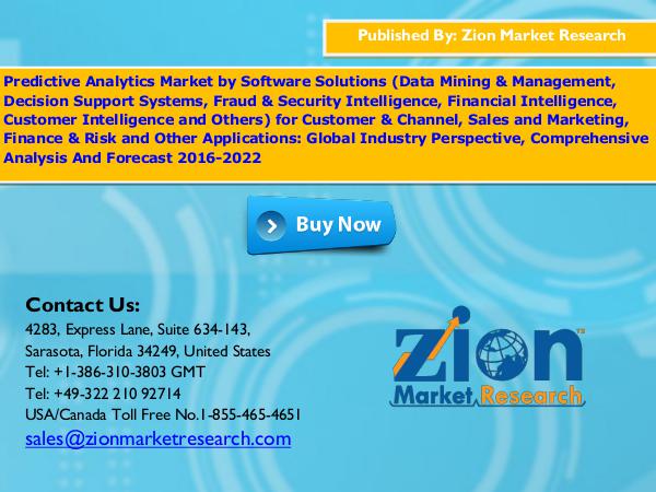 Zion Market Research Predictive Analytics Market, 2016 – 2022